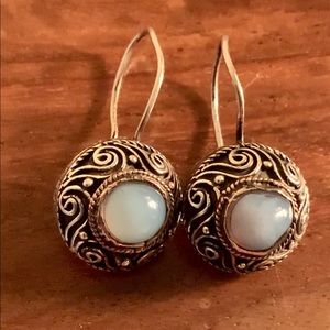 Antique Style Blue Angelite Tpz Infinity Earrings